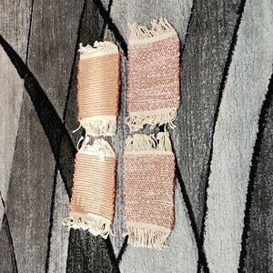 VINTAGE HAND-WOVEN MUG RUGS SET-OF-4 HOME DECOR COASTERS